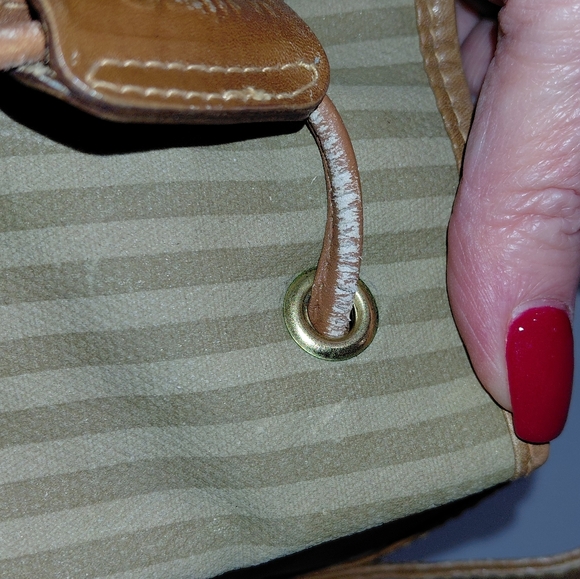 Fendi Vtg Penguin Striped Canvas Bucket Drawstring Crossbody Bag - Picture 10 of 17